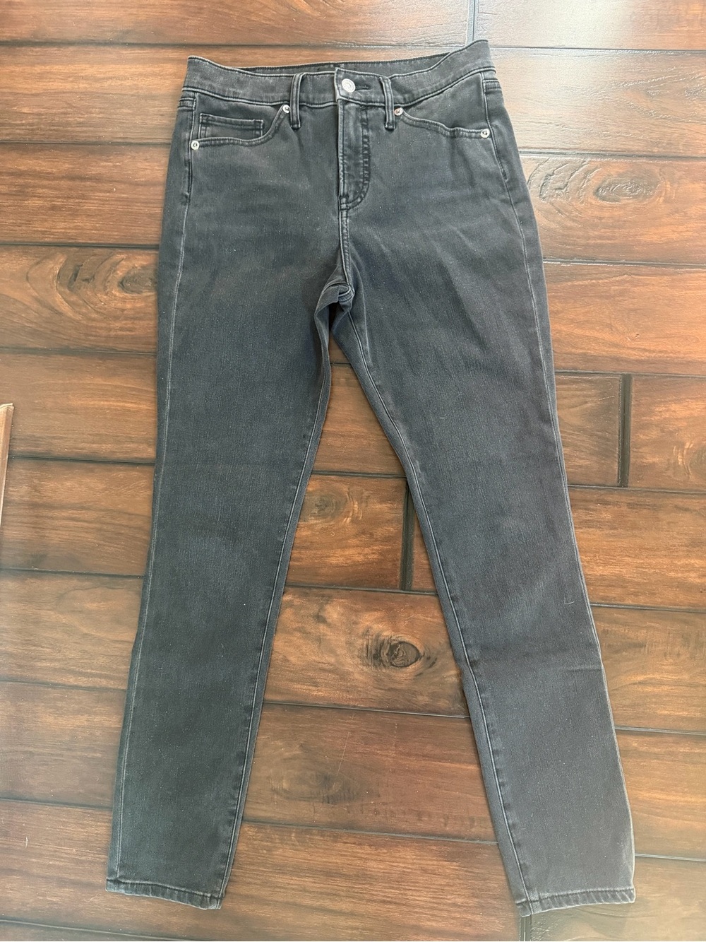Express Women's Black Shimmer Skinny Jeans - Mid-Rise Stretch